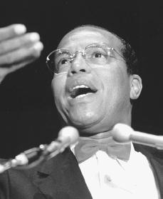Louis Farrakhan. Reproduced by permission of the Corbis Corporation.