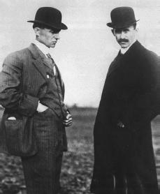 Wilbur Wright (left) and his brother Orville. Reproduced by permission of AP/Wide World Photos.