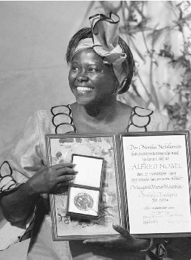 In 2004 Wangari Maathai was honored with the prestigious Nobel Peace Prize for her lifelong dedication to environmental and human rights. AP/Wide World Photos.