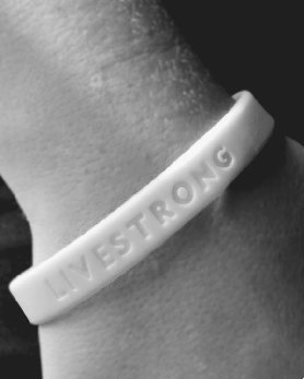 Yellow Livestrong bracelets, sold to raise funds for the Lance Armstrong Foundation, could be seen on the wrists of millions of young and old alike. Stephen Chernin/Getty Images.